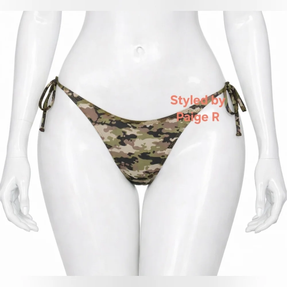 ⛱️NWT SKIMS Dippy tie String Bikini Bottoms CAMO LOGO PRINT 3X